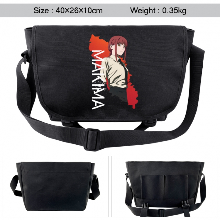 Chainsaw man Anime black double button waterproof single shoulder crossbody bag 40x26x10cm 0.35kg