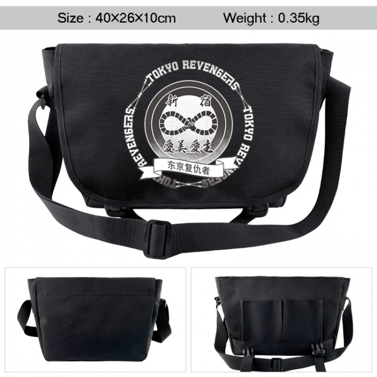 Tokyo Revengers Anime black double button waterproof single shoulder crossbody bag 40x26x10cm 0.35kg