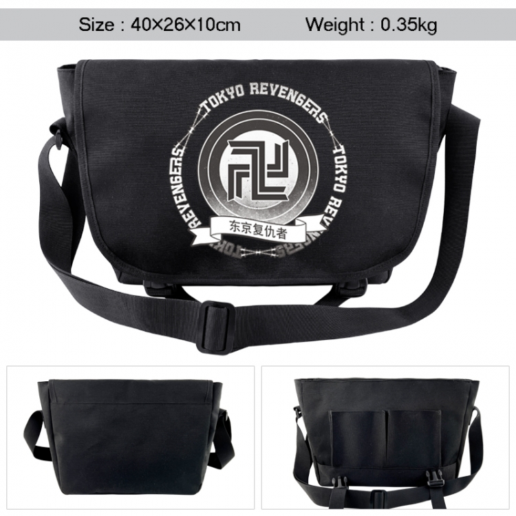 Tokyo Revengers Anime black double button waterproof single shoulder crossbody bag 40x26x10cm 0.35kg