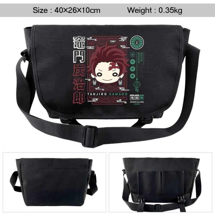 Demon Slayer Kimets Anime black double button waterproof single shoulder crossbody bag 40x26x10cm 0.35kg