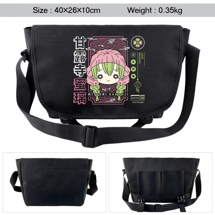 Demon Slayer Kimets Anime black double button waterproof single shoulder crossbody bag 40x26x10cm 0.35kg