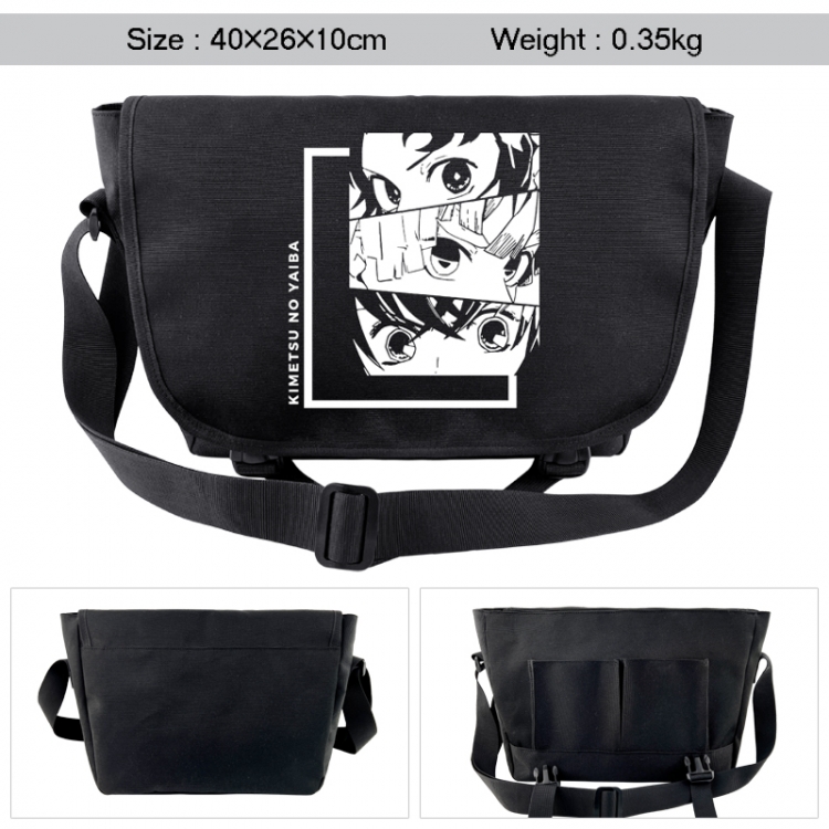 Demon Slayer Kimets Anime black double button waterproof single shoulder crossbody bag 40x26x10cm 0.35kg