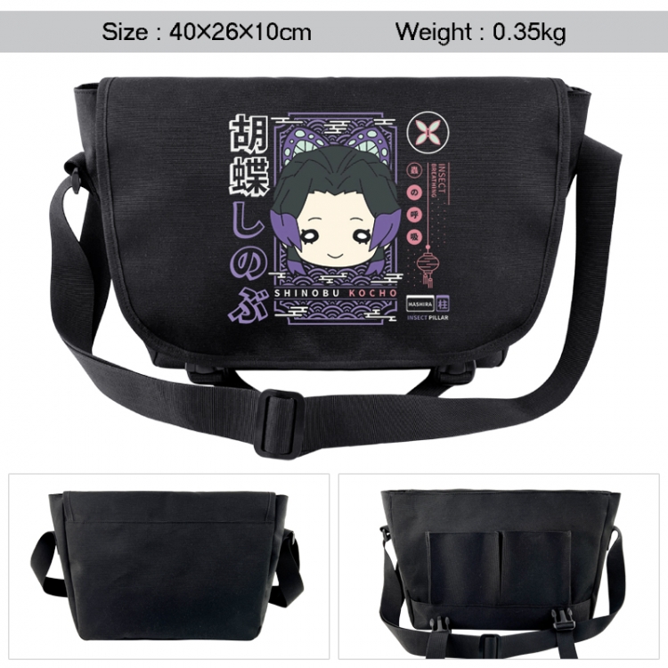 Demon Slayer Kimets Anime black double button waterproof single shoulder crossbody bag 40x26x10cm 0.35kg