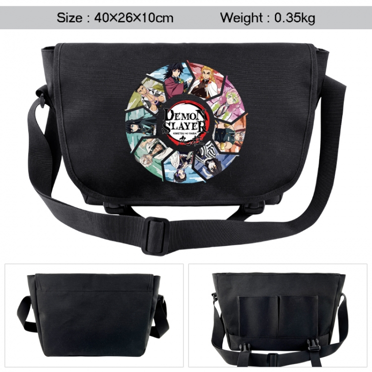 Demon Slayer Kimets Anime black double button waterproof single shoulder crossbody bag 40x26x10cm 0.35kg