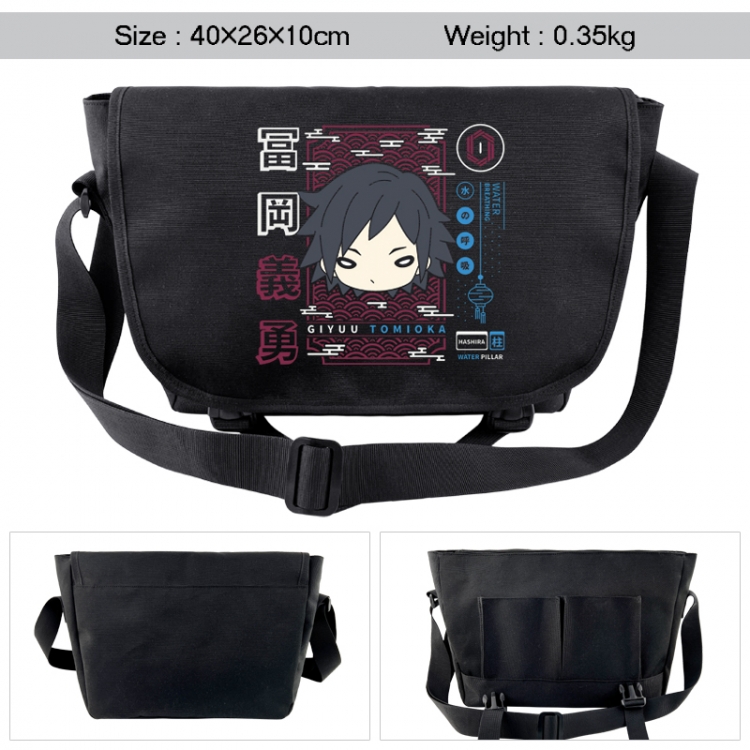 Demon Slayer Kimets Anime black double button waterproof single shoulder crossbody bag 40x26x10cm 0.35kg