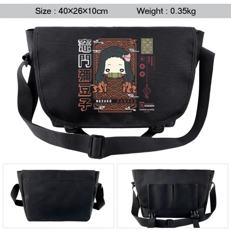 Demon Slayer Kimets Anime black double button waterproof single shoulder crossbody bag 40x26x10cm 0.35kg