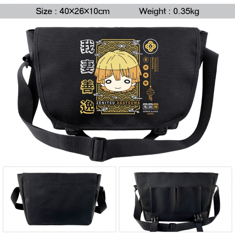 Demon Slayer Kimets Anime black double button waterproof single shoulder crossbody bag 40x26x10cm 0.35kg