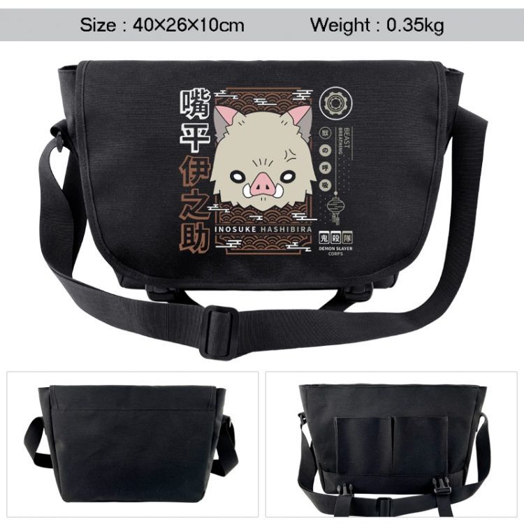 Demon Slayer Kimets Anime black double button waterproof single shoulder crossbody bag 40x26x10cm 0.35kg