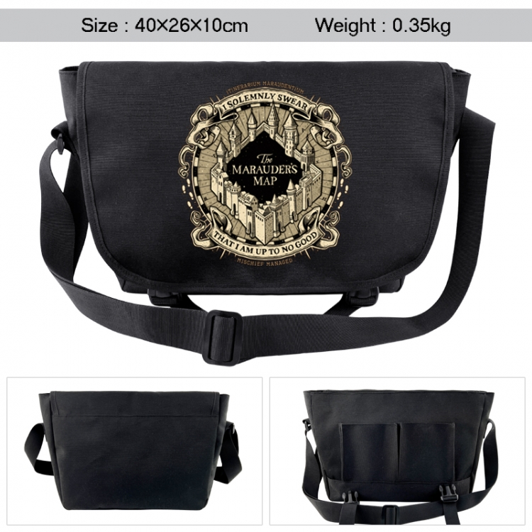 Harry Potter Anime black double button waterproof single shoulder crossbody bag 40x26x10cm 0.35kg