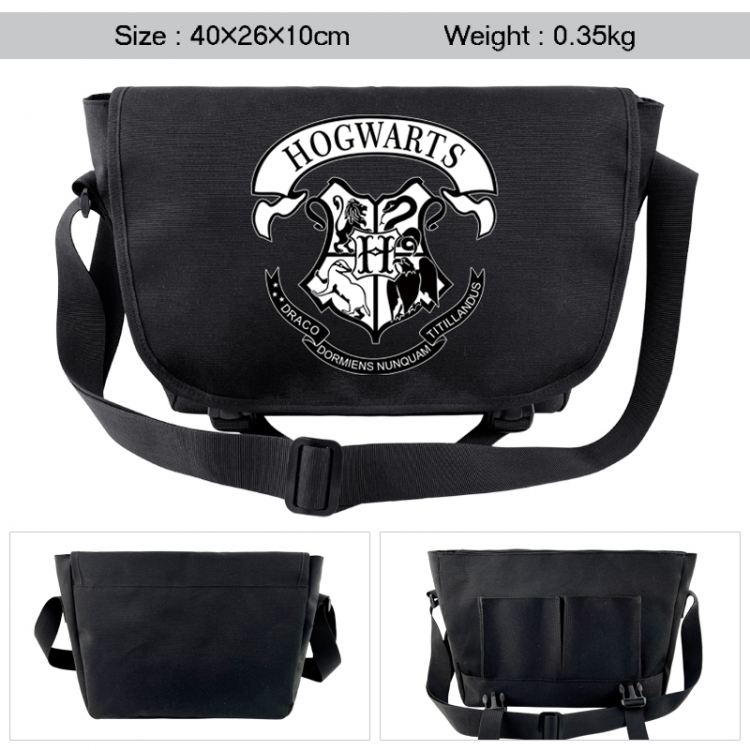 Harry Potter Anime black double button waterproof single shoulder crossbody bag 40x26x10cm 0.35kg