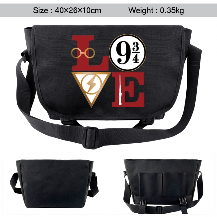 Harry Potter Anime black double button waterproof single shoulder crossbody bag 40x26x10cm 0.35kg