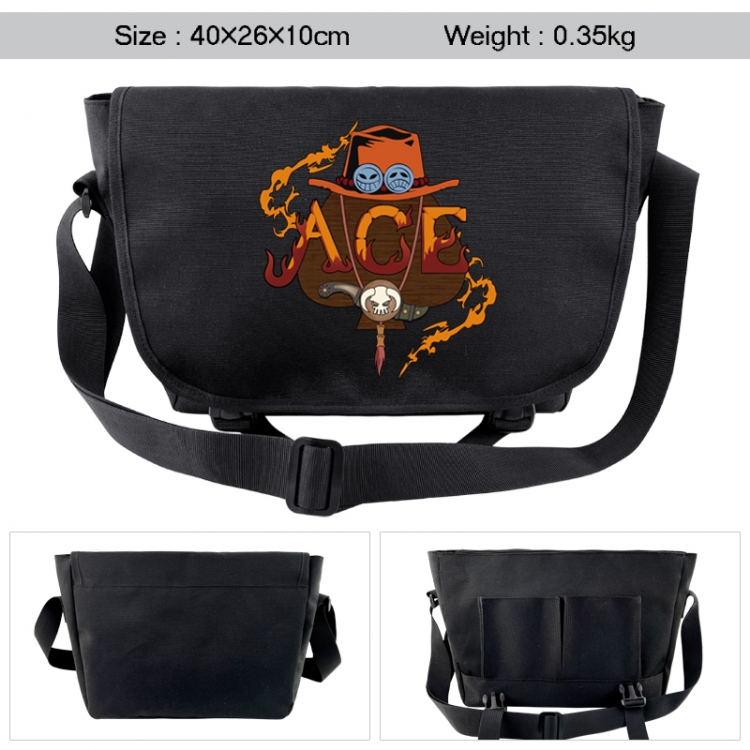 One Piece Anime black double button waterproof single shoulder crossbody bag 40x26x10cm 0.35kg
