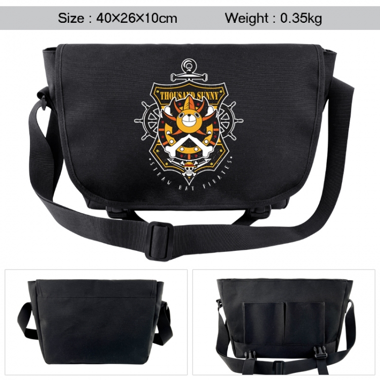 One Piece Anime black double button waterproof single shoulder crossbody bag 40x26x10cm 0.35kg