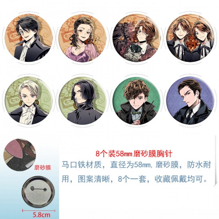 Harry Potter Anime round scrub film brooch badge 58MM a set of 8