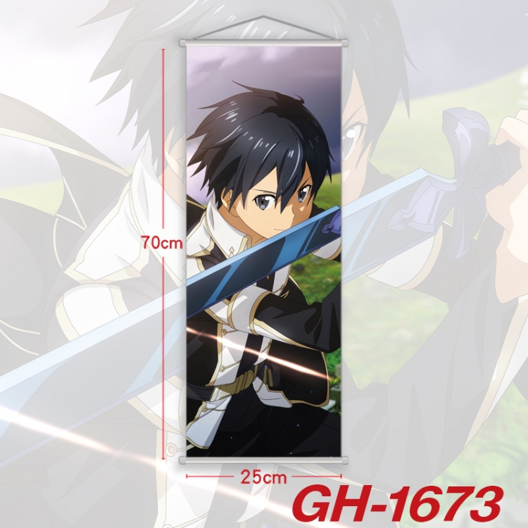 Sword Art Online Plastic Rod Cloth Small Hanging Canvas Painting Wall Scroll 25x70cm price for 5 pcs  GH-1673A