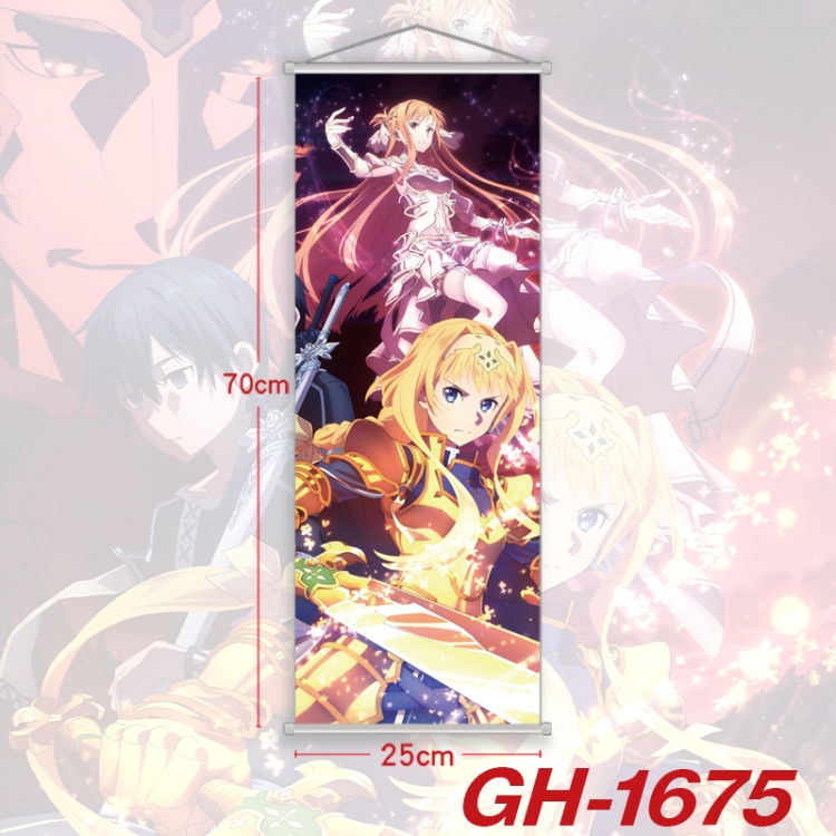 Sword Art Online Plastic Rod Cloth Small Hanging Canvas Painting Wall Scroll 25x70cm price for 5 pcs GH-1675A