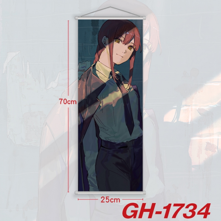 Chainsaw man Plastic Rod Cloth Small Hanging Canvas Painting Wall Scroll 25x70cm price for 5 pcs GH-1734A