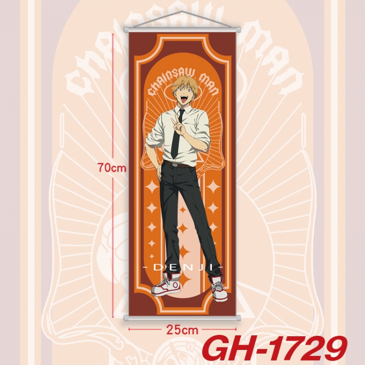 Chainsaw man Plastic Rod Cloth Small Hanging Canvas Painting Wall Scroll 25x70cm price for 5 pcs GH-1729A