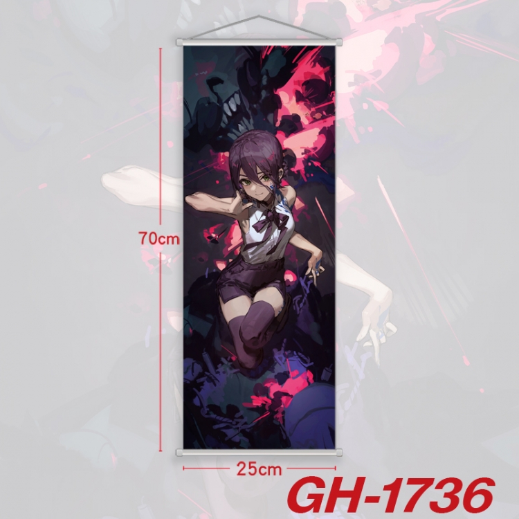 Chainsaw man Plastic Rod Cloth Small Hanging Canvas Painting Wall Scroll 25x70cm price for 5 pcs GH-1736A