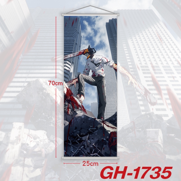 Chainsaw man Plastic Rod Cloth Small Hanging Canvas Painting Wall Scroll 25x70cm price for 5 pcs GH-1735A