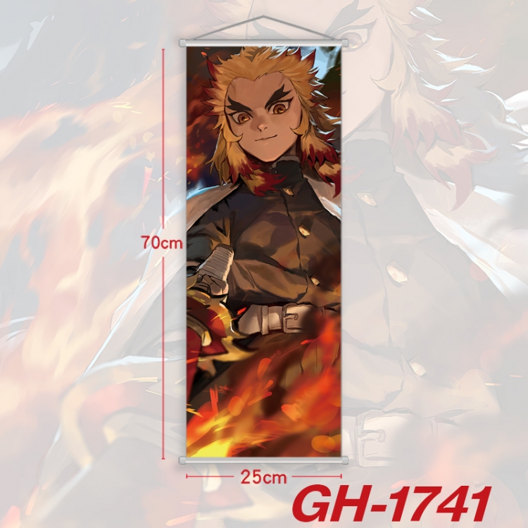 Demon Slayer Kimets Plastic Rod Cloth Small Hanging Canvas Painting Wall Scroll 25x70cm price for 5 pcs GH-1741A