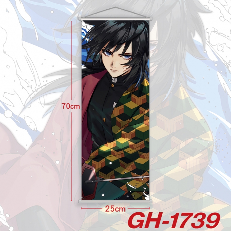 Demon Slayer Kimets Plastic Rod Cloth Small Hanging Canvas Painting Wall Scroll 25x70cm price for 5 pcs GH-1739A