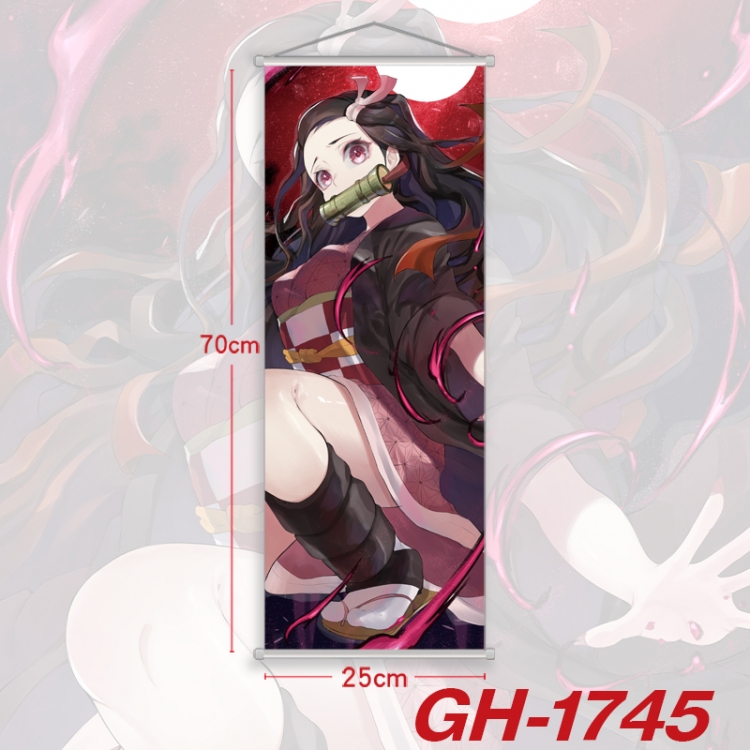 Demon Slayer Kimets Plastic Rod Cloth Small Hanging Canvas Painting Wall Scroll 25x70cm price for 5 pcs GH-1745A