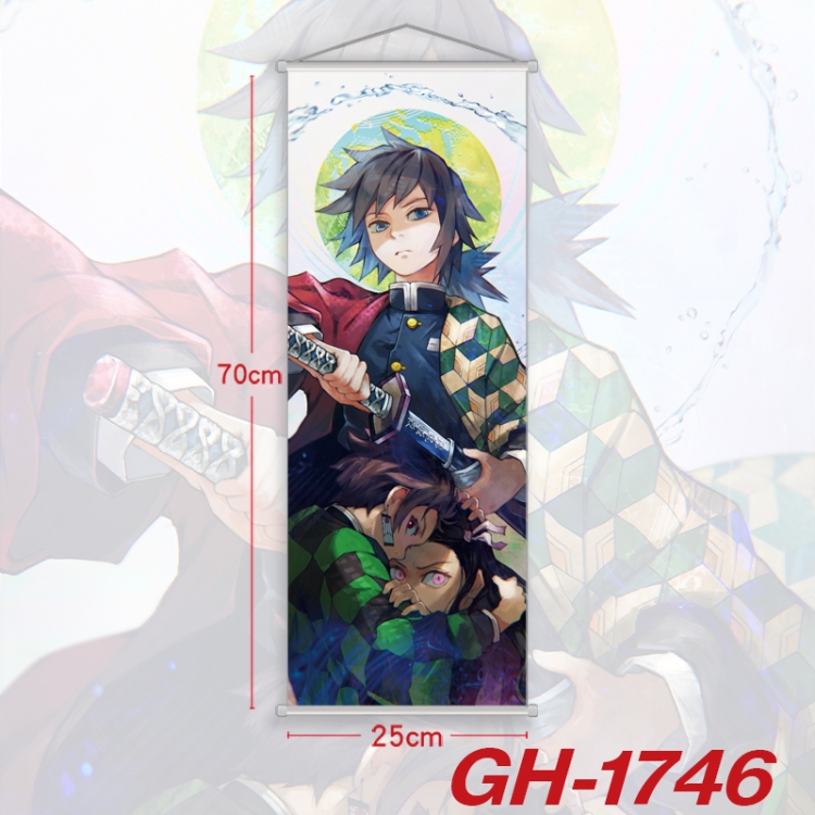 Demon Slayer Kimets Plastic Rod Cloth Small Hanging Canvas Painting Wall Scroll 25x70cm price for 5 pcs GH-1746A