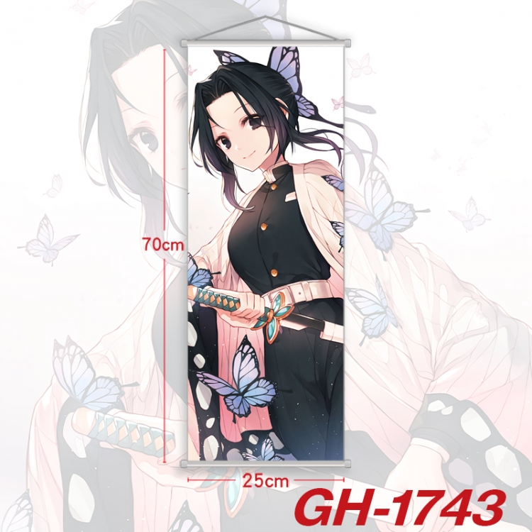 Demon Slayer Kimets Plastic Rod Cloth Small Hanging Canvas Painting Wall Scroll 25x70cm price for 5 pcs  GH-1743A