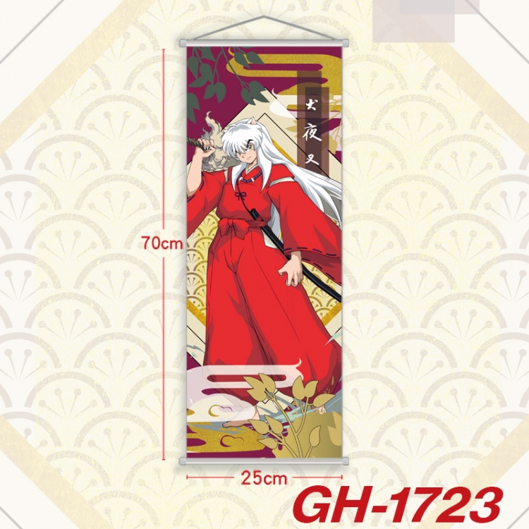 Inuyasha Plastic Rod Cloth Small Hanging Canvas Painting Wall Scroll 25x70cm price for 5 pcs  GH-1723A