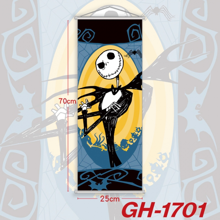 The Nightmare Before Christmas Plastic Rod Cloth Small Hanging Canvas Painting Wall Scroll 25x70cm price for 5 pcs GH-17