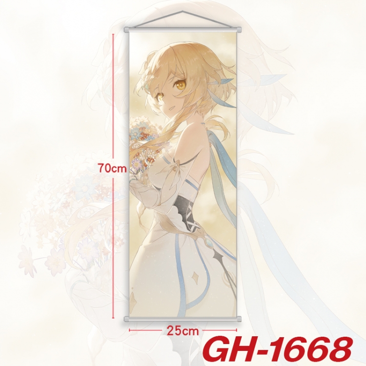 Genshin Impact Plastic Rod Cloth Small Hanging Canvas Painting Wall Scroll 25x70cm price for 5 pcs GH-1668A