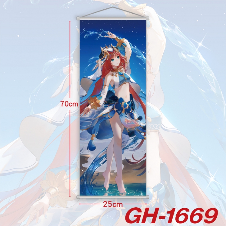 Genshin Impact Plastic Rod Cloth Small Hanging Canvas Painting Wall Scroll 25x70cm price for 5 pcs GH-1669A