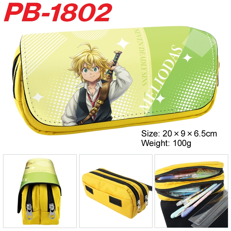 The Seven Deadly Sins Anime double-layer pu leather printing pencil case 20×9×6.5cm PB-1802