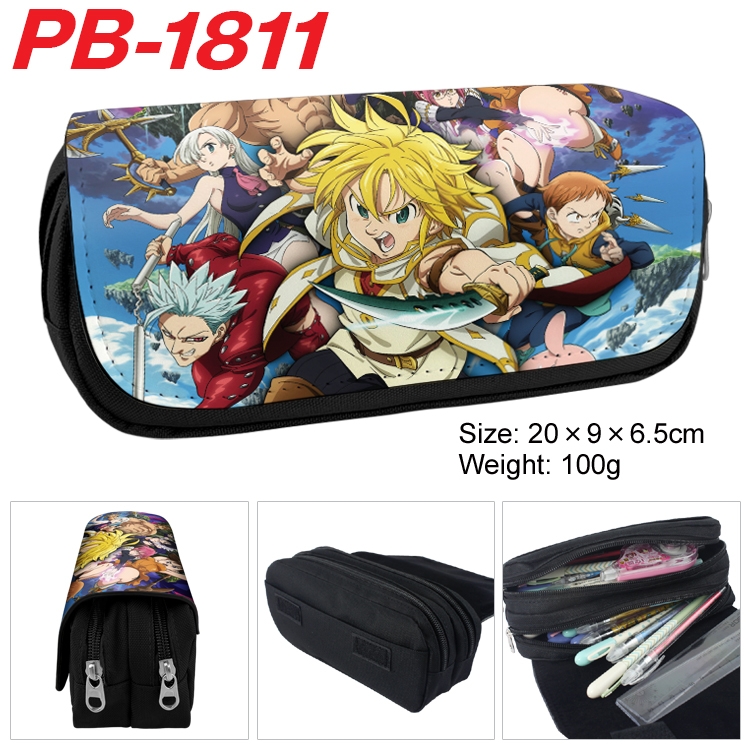 The Seven Deadly Sins Anime double-layer pu leather printing pencil case 20×9×6.5cm PB-1811