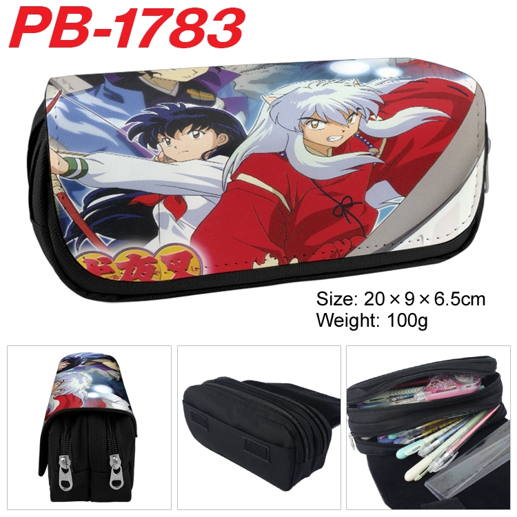 Inuyasha Anime double-layer pu leather printing pencil case 20×9×6.5cm PB-1783