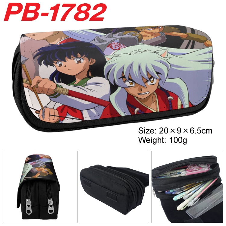 Inuyasha Anime double-layer pu leather printing pencil case 20×9×6.5cm  PB-1782