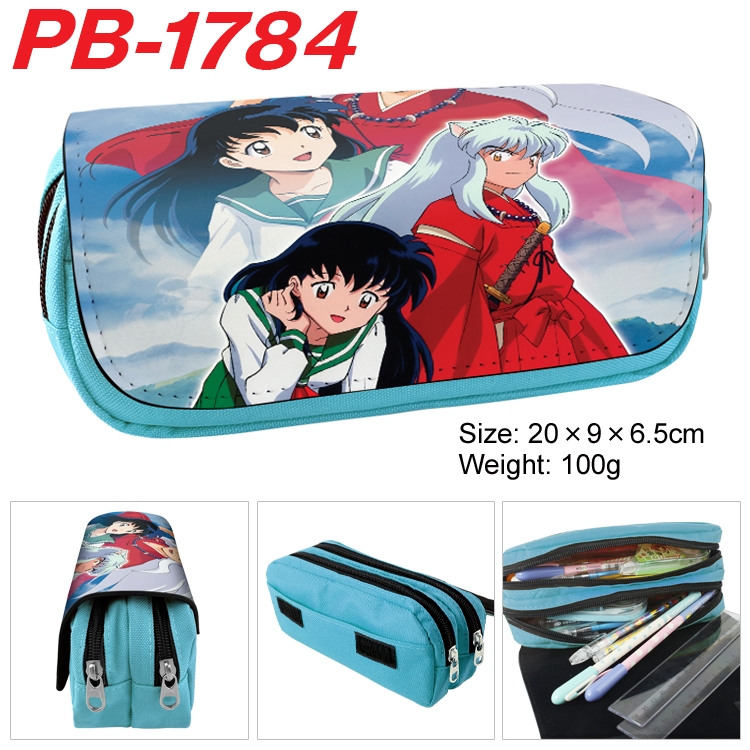 Inuyasha Anime double-layer pu leather printing pencil case 20×9×6.5cm  PB-1784