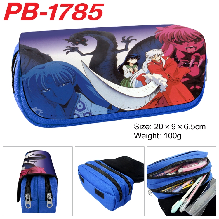 Inuyasha Anime double-layer pu leather printing pencil case 20×9×6.5cm  PB-1785