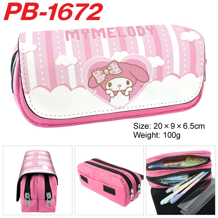 sanrio Anime double-layer pu leather printing pencil case 20×9×6.5cm PB-1672