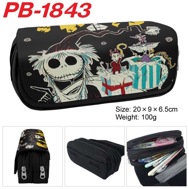 The Nightmare Before Christmas Anime double-layer pu leather printing pencil case 20×9×6.5cm PB-1843
