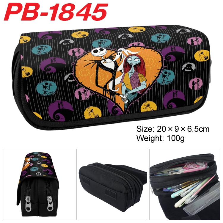 The Nightmare Before Christmas Anime double-layer pu leather printing pencil case 20×9×6.5cm PB-1845