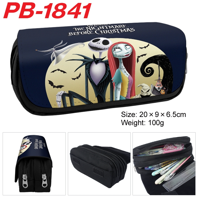 The Nightmare Before Christmas Anime double-layer pu leather printing pencil case 20×9×6.5cm PB-1841