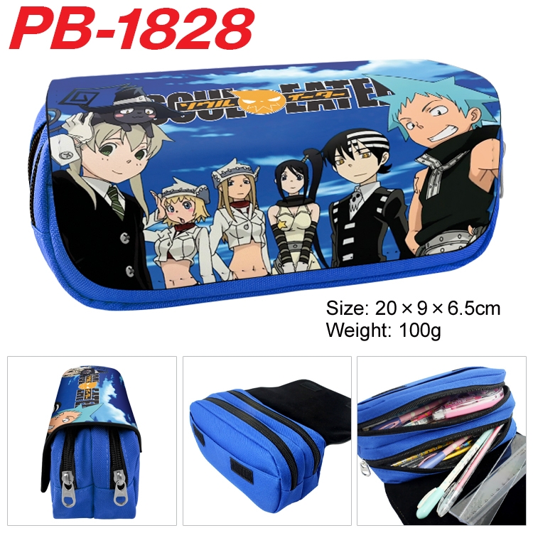 Soul Eater Anime double-layer pu leather printing pencil case 20×9×6.5cm PB-1828