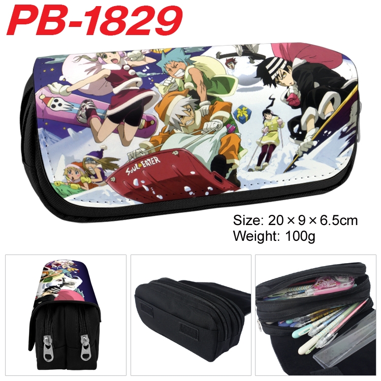 Soul Eater Anime double-layer pu leather printing pencil case 20×9×6.5cm PB-1829