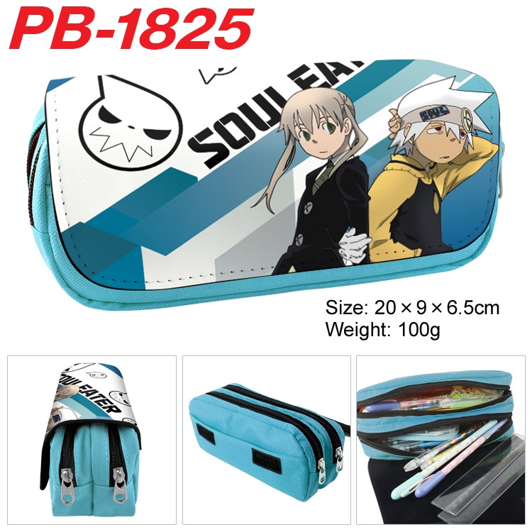 Soul Eater Anime double-layer pu leather printing pencil case 20×9×6.5cm  PB-1825