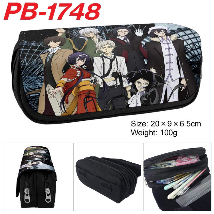 Bungo Stray Dogs Anime double-layer pu leather printing pencil case 20×9×6.5cm  PB-1748