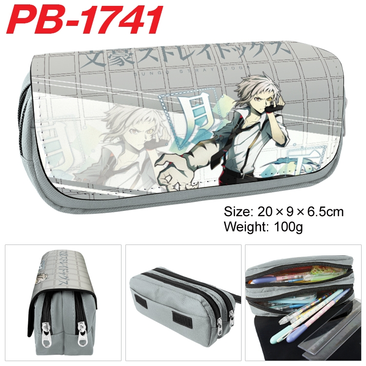 Bungo Stray Dogs Anime double-layer pu leather printing pencil case 20×9×6.5cm PB-1741