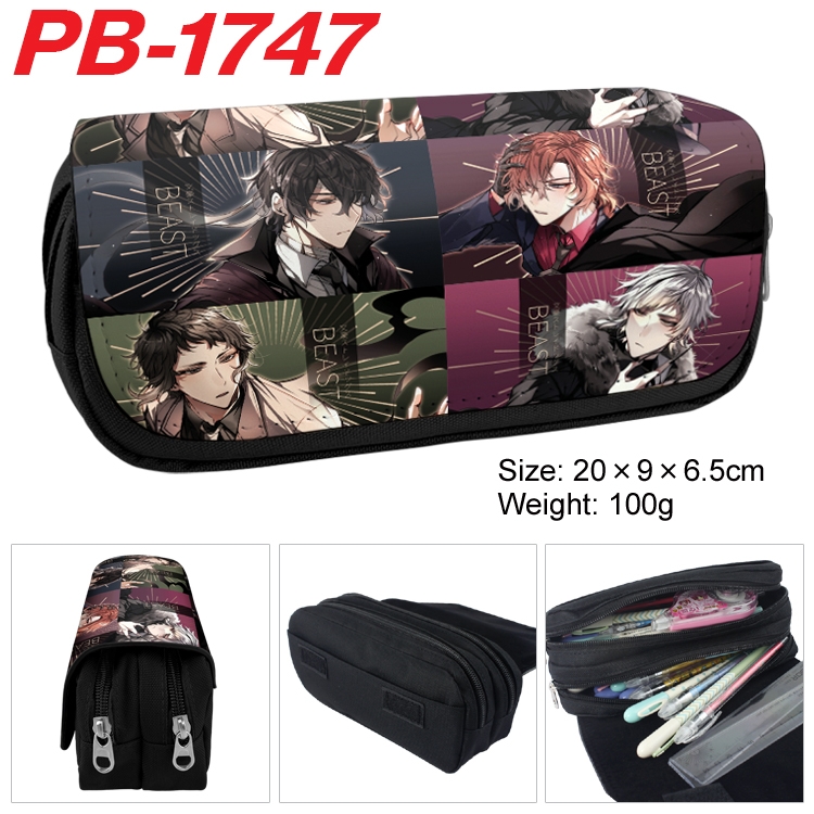 Bungo Stray Dogs Anime double-layer pu leather printing pencil case 20×9×6.5cm PB-1747