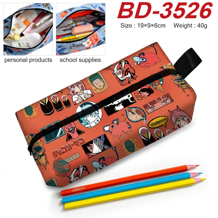 Chainsaw man Anime New Zipper Pen Bag Storage Bag Makeup Bag 19x9x6cm  BD-3526